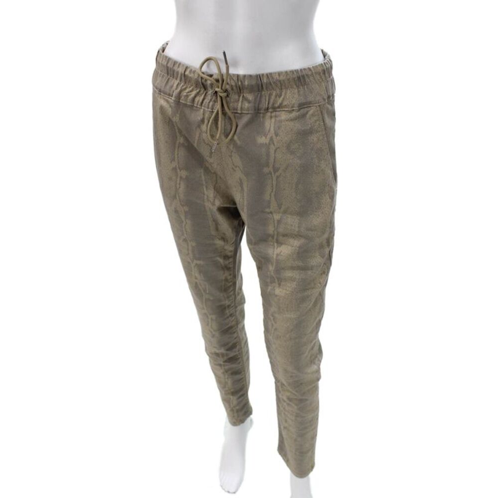 Flog Women Gold Animal Print Cotton Jogger Pants Drawstring Size 30